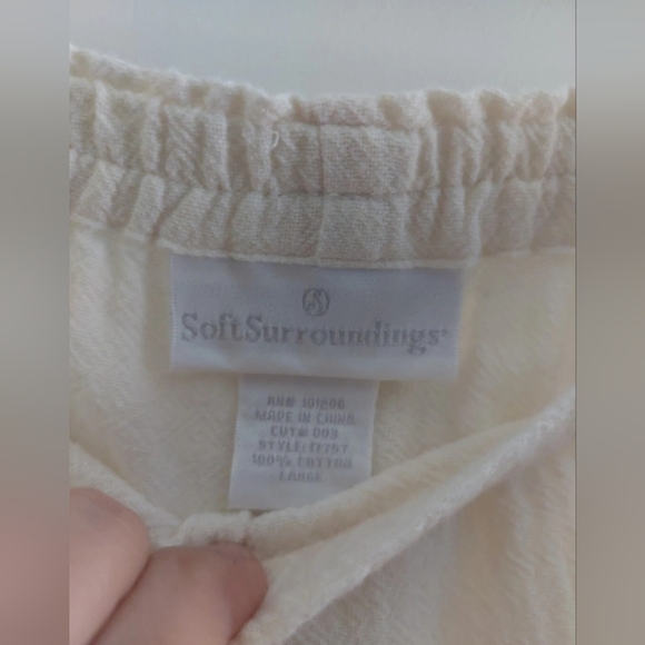 Soft Surroundings Cotton Gauzy Super Wide Leg Beach Pants Minimalist Large Ivory - Picture 2 of 5
